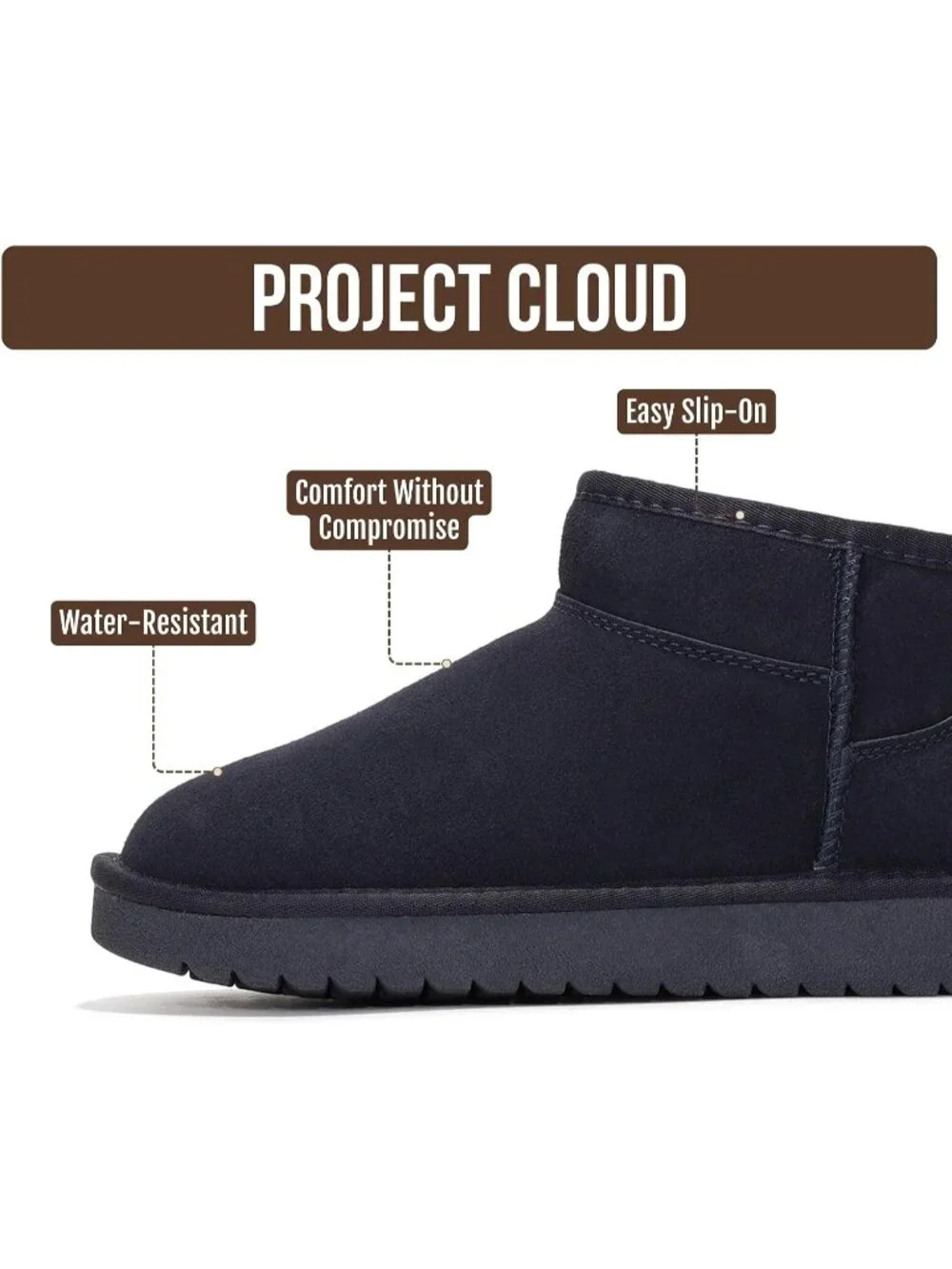 Womens Navy Suede Cloud Water Resistant Genuine Leather Comfortable Ankle Boots